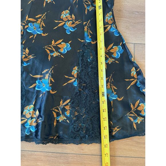 Vintage Victorias Secret Gold Label Slip Mini Dress M Dark Blue Y2K Floral Satin - Picture 4 of 16